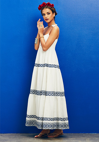 Back Ruffle Dress in Whisper White