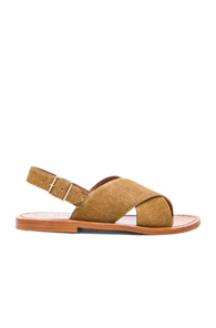 Marni Pony Hair Criss Cross Sandals in Brown