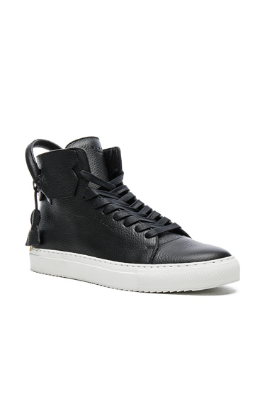 125MM High Top Pebbled Leather Sneakers