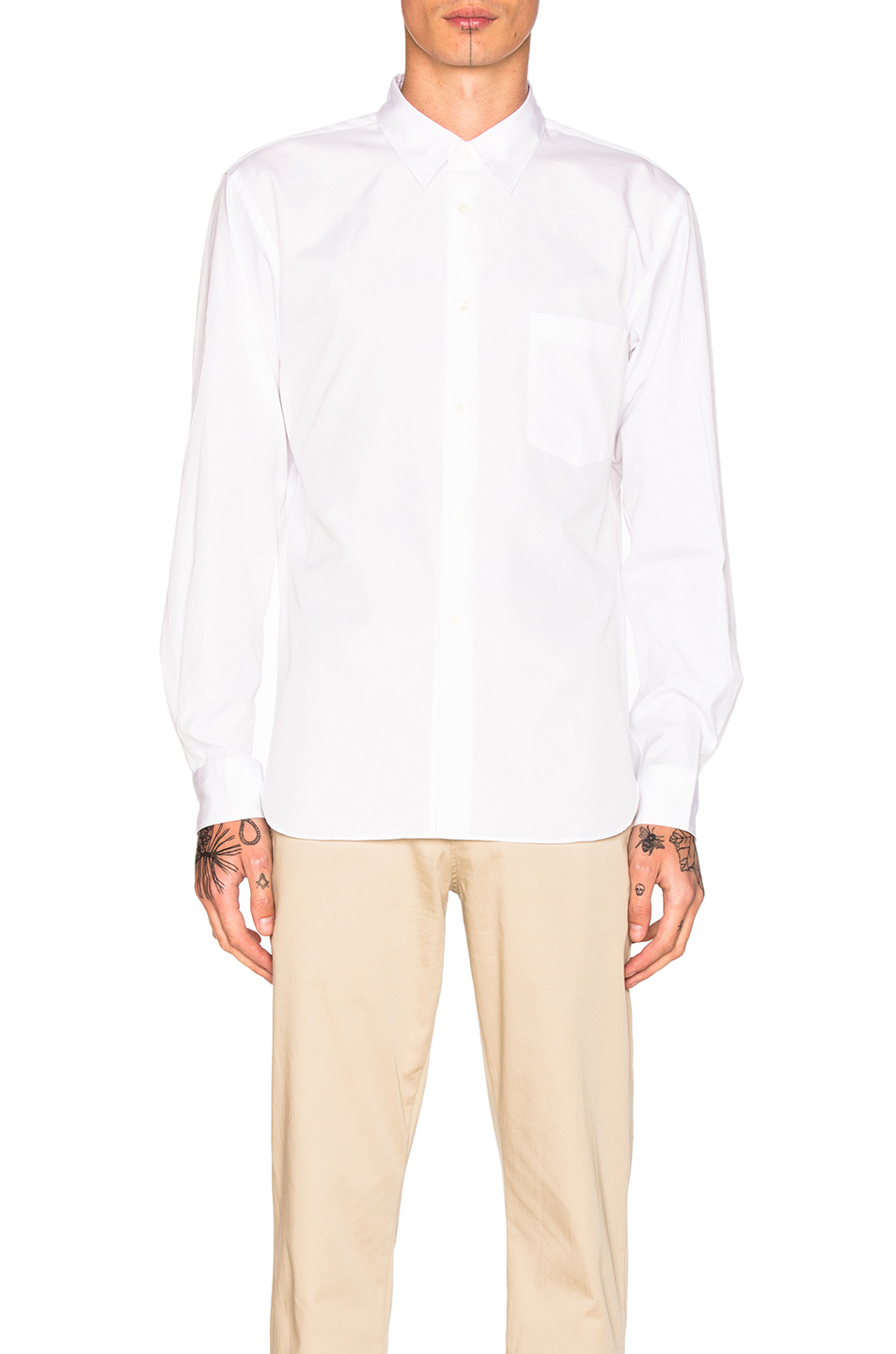 Comme Des Garcons Homme Plus Cotton Broad Shirt in White Comme Des Garcons Homme Plus Cotton Broad Shirt in White