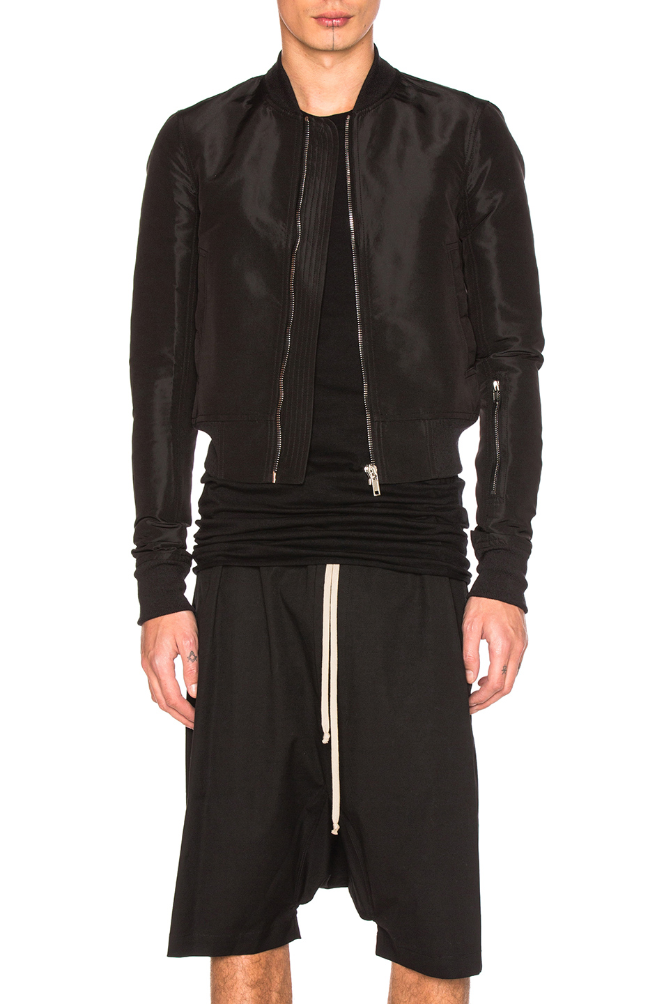 Rick Owens Glitter Flight Bomber Jacket in Black Rick Owens Glitter Flight Bomber Jacket in Black