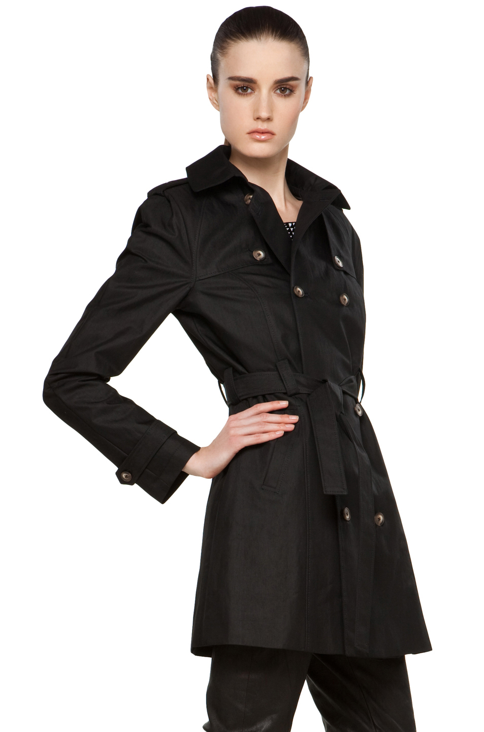 ThakoonWaterproof Cotton Trench Coat in Black [3]