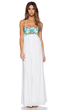 EMBROIDERED HALTER MAXI DRESS