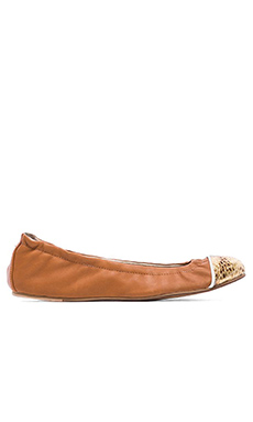 Yosi Samra Marni Flexible Contrast Flat in Whiskey & Gold