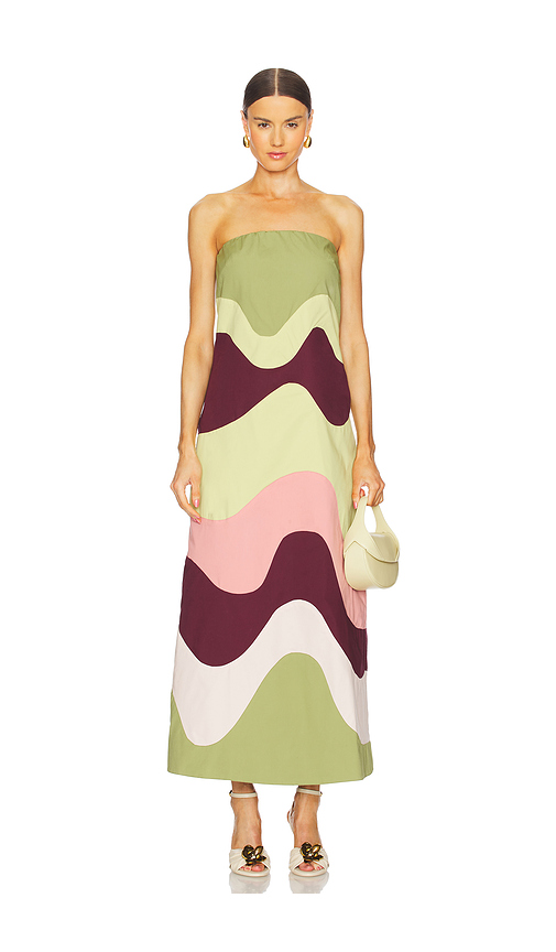 ADRIANA DEGREAS Giardino Strapless Long Dress in Green,Burgundy. Size M. Also in S.