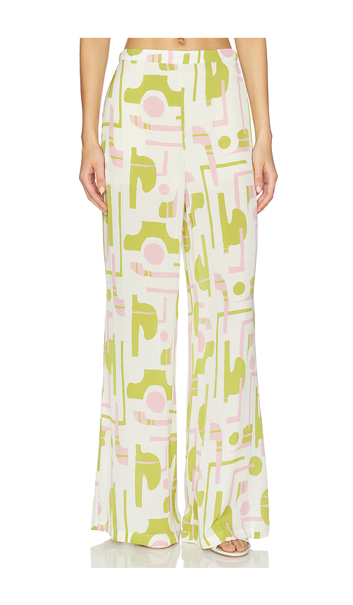 ADRIANA DEGREAS Balearic Wide Leg Pants in Green,Pink. Size XS. Also in S, M.