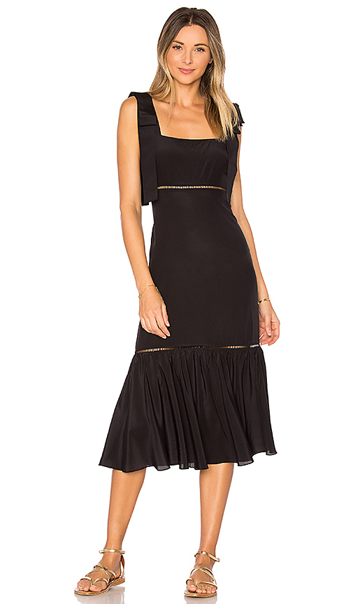 ADRIANA DEGREAS Solid Midi Dress in Black. - size M (also in S)