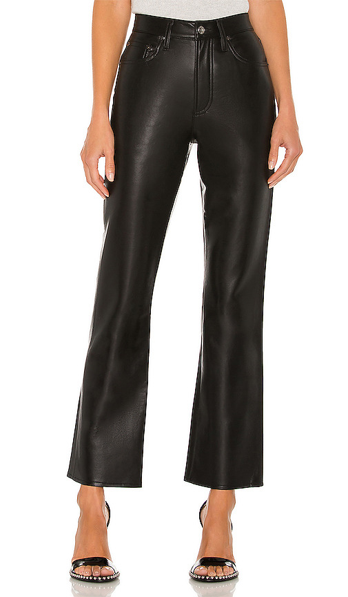 AGOLDE Recycled Leather Relaxed Boot Pant in Black. Size 34. Also in 33.