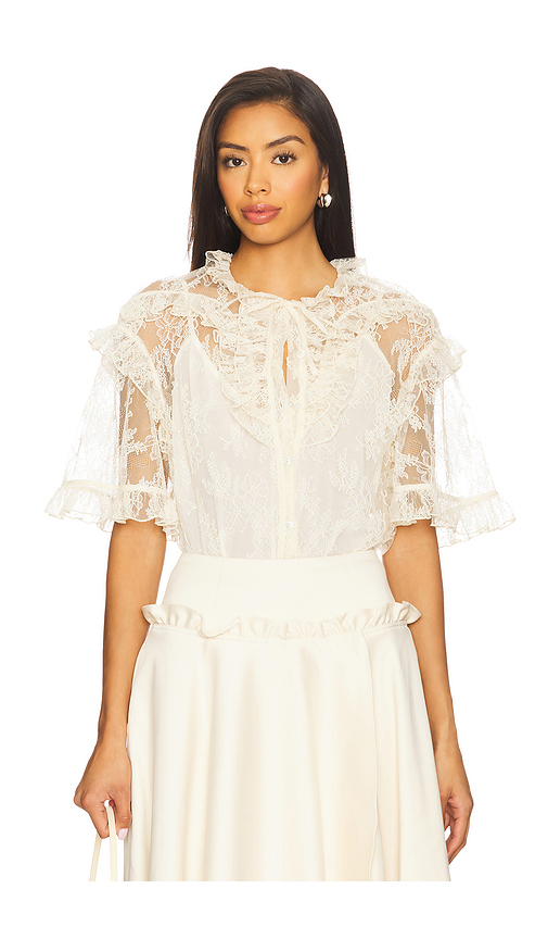 AKNVAS Kyra Lace Top With Detachable Cami in Cream. Size L. Also in M, S.