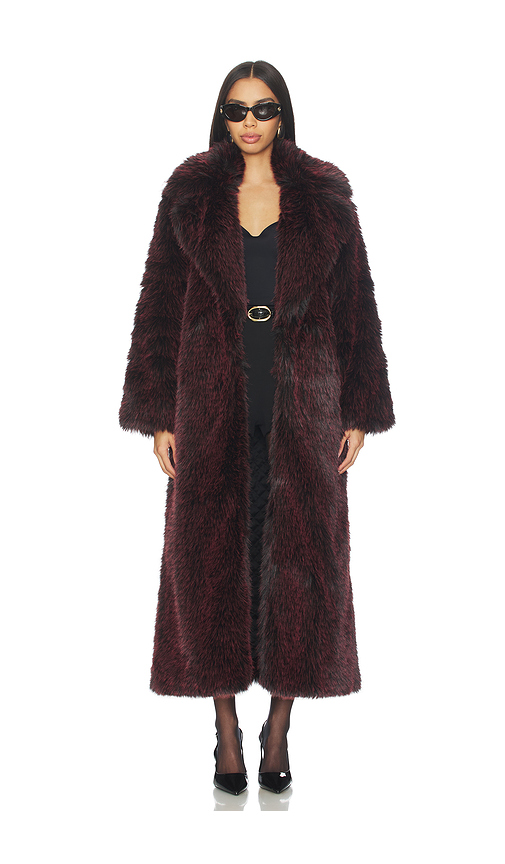 Alice + Olivia Marvin Faux Fur Coat in Burgundy. Size M. Also in XS.