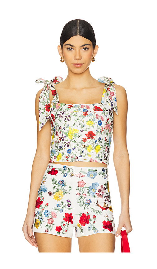 Alice + Olivia Clara Bow Strap Bustier in White. Size 0. Also in 10, 12.