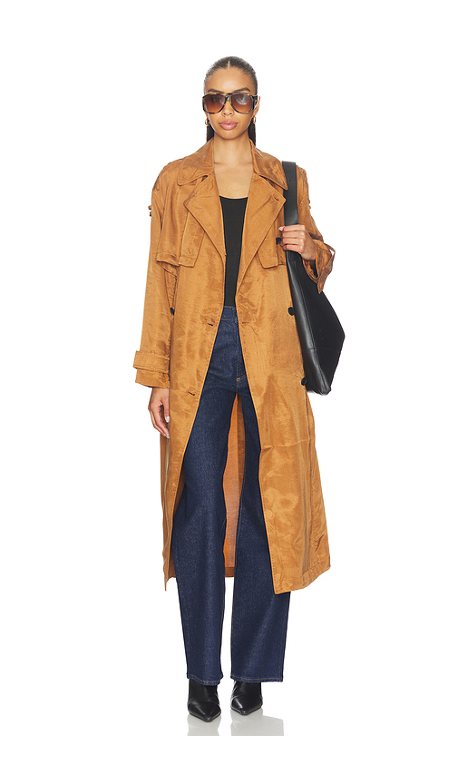 ALLSAINTS Linnie Trench in Cognac. Size L. Also in S, M.