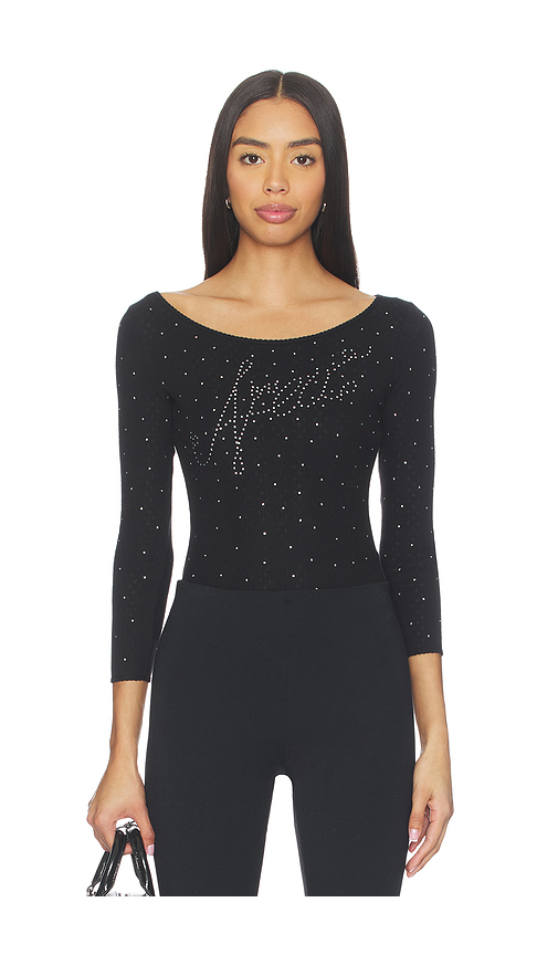 AREA Ballerina Logo Bodysuit in Black. Size L. Also in XS, S, M.