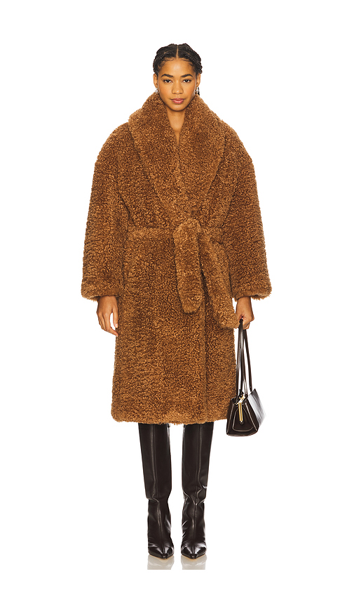 Atlein Long Teddy Wrap Coat in Brown. Size M. Also in L, S, XS.