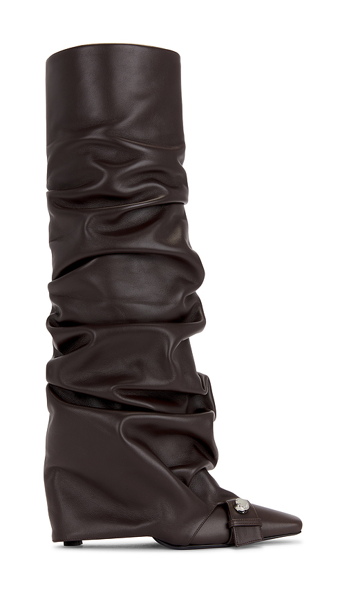 THE ATTICO Juno 95mm Knee High Boot in Chocolate. Size 38.5. Also in 37.