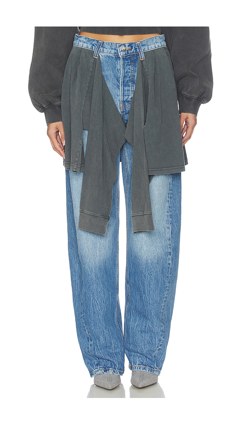 Alexander Wang Slouchy Jean With Tied T-shirt in Blue. Size 26. Also in 28.