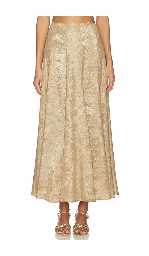 Azeeza x REVOLVE Soren Skirt in Metallic Gold. Size L. Also in XS, S, M.