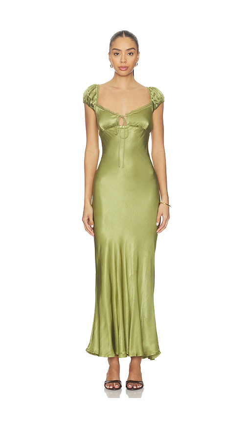 Bardot Stasia Satin Maxi Slip Dress in Green. Size 4. Also in 2, 6, 12.