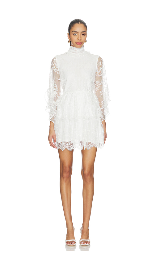 Bardot Norah Ruffle Lace Mini Dress in White. Size 2. Also in 4, 6, 8.