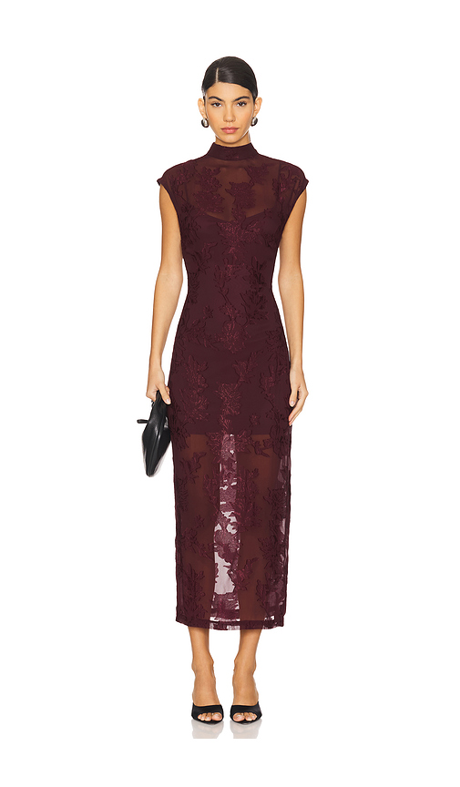 HEMANT AND NANDITA Slim Fit Long Dress With Slip in Burgundy. Size XL. Also in XS.