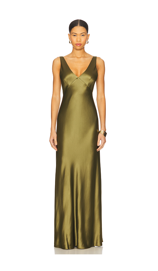 CAMI NYC Sinclaire Gown in Olive. Size XL. Also in L, M, S, XS.