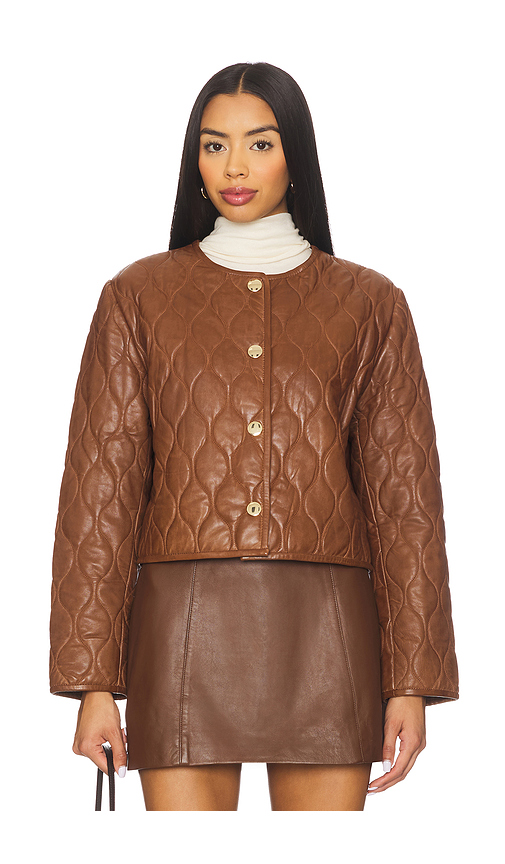CAMI NYC Wanda Genuine Leather Jacket in Brown. Size XL. Also in L, M, S, XS.