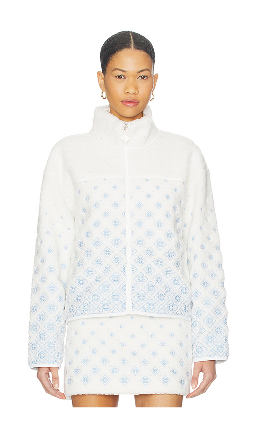 Casablanca Embroidered Fleece in White. Size S. Also in L, M.