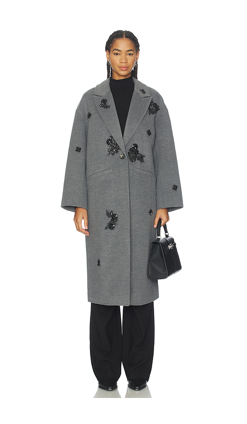 Cinq a Sept Crystal Ivy Gravis Coat in Grey. Size M. Also in S, XS.