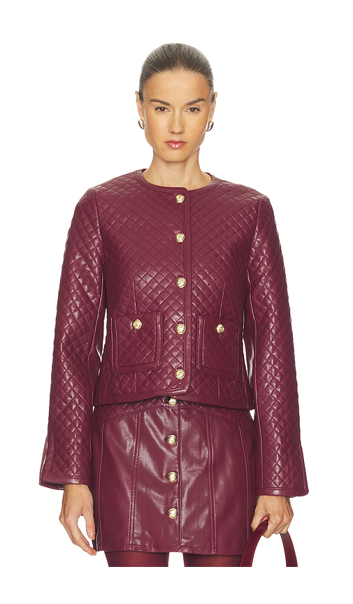 Cinq a Sept Faux Leather Brooke Jacket in Burgundy. Size XL. Also in L, M, S, XS.