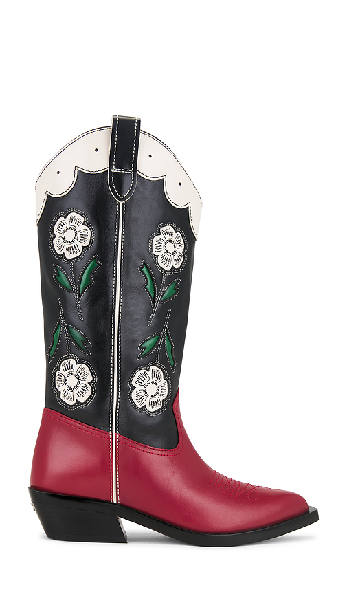 Coach Aria Tall Cowboy Boot in Black,Red. Size 6.5. Also in 7, 8.