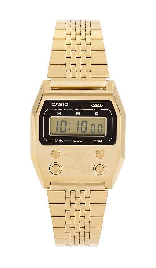 Casio Premium Vintage A1100 Series Watch in Metallic Gold.