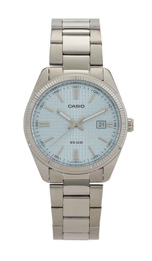 Casio Mtp1302 Series Watch in Metallic Silver.