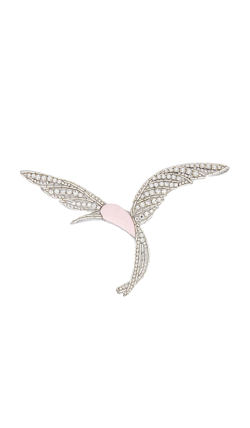 David Koma Hummingbird Brooch in Metallic Silver.