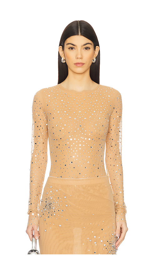 Des Phemmes Full Crystal Bodysuit in Nude. Size 38/XS. Also in 42/M, 44/L.