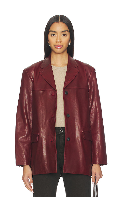 EAVES x Coco Aroa Leather Blazer Jacket in Burgundy. Size XL. Also in L, M, S, XS, XXS.