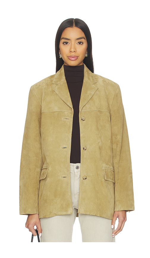 EAVES Aroa Suede Blazer Jacket in Brown. Size XS. Also in L, M, S, XL, XXS.