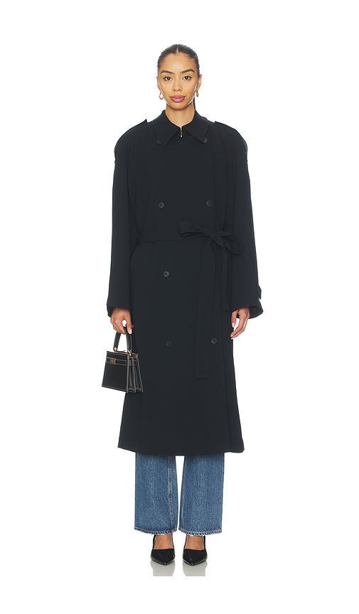 EAVES Lumi Trench Coat in Black. Size XS. Also in XXS, S, M, L, XL.