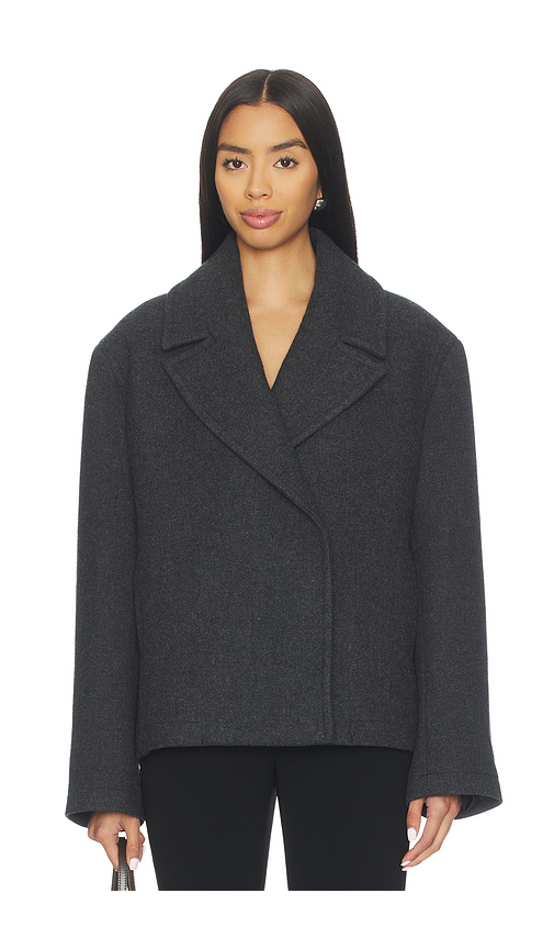 EAVES Oak Manteco Wool Cropped Peacoat in Grey. Size S. Also in XXS, XS, M, L, XL.