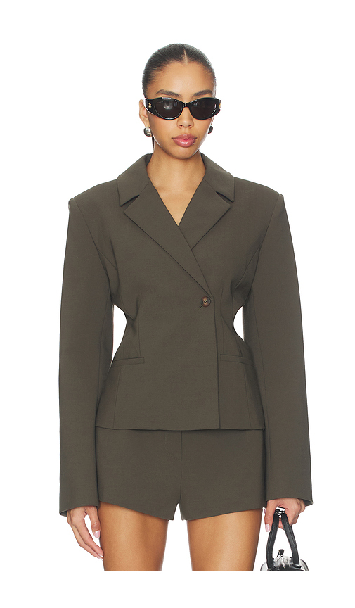 EAVES Ragni Blazer in Olive. Size XS. Also in S, M, L, XL.