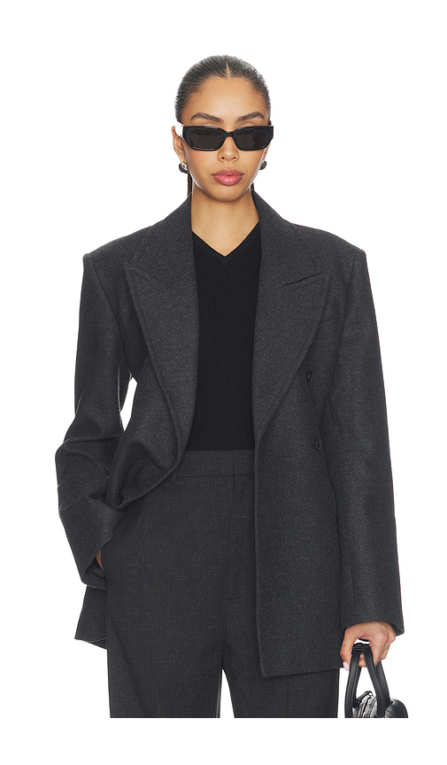 EAVES Hulda Wool Flannel Blazer in Charcoal. Size XXS. Also in XS, S, M, L, XL.