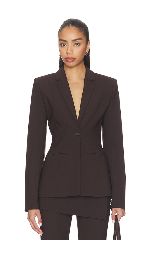 EAVES x Jasmine Tookes Filipa Tailored Blazer in Brown. Size XXS. Also in XS, S, M, L, XL.