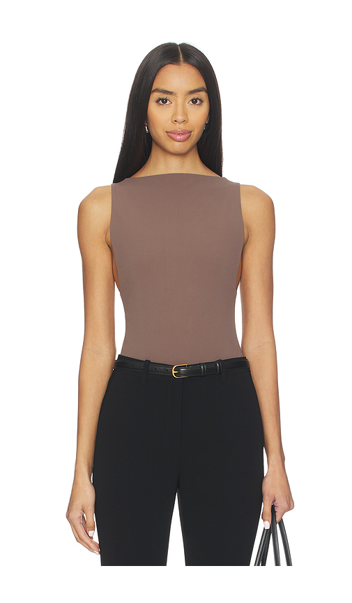 EAVES Rian Bodysuit in Brown. Size L. Also in M, S, XL, XS, XXS.
