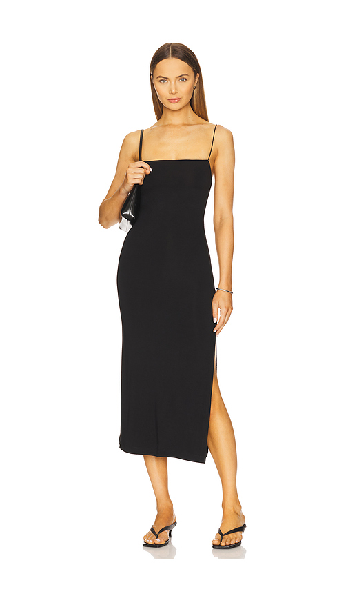 Enza Costa Dresses ENZA COSTA STRAPPY SIDE SLIT DRESS IN BLACK.