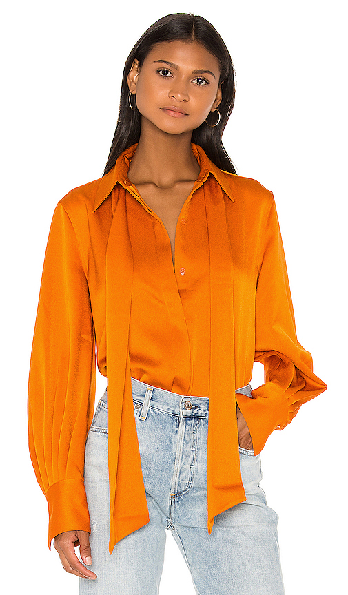 Click to view more detailed imagery on our partner's website Equipment Didina Long-sleeve Solid Blouse With Scarf In Autumn Maple