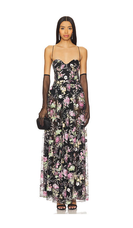 For Love & Lemons Night Fairy Embroidered Maxi Dress in Black. Size XS. Also in S.