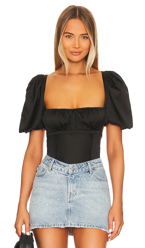 For Love & Lemons Dany Bodysuit in Black. Size XL. Also in XS.