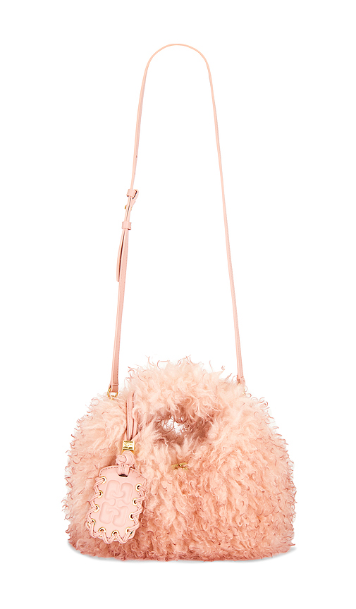 Ganni Mini Fur Hobo Bag in Pink.