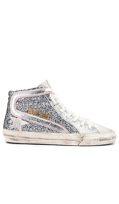 Golden Goose Slideäº®çä¼é²è¿å¨é In Sparkling Glitter Pink & White Star | ModeSens