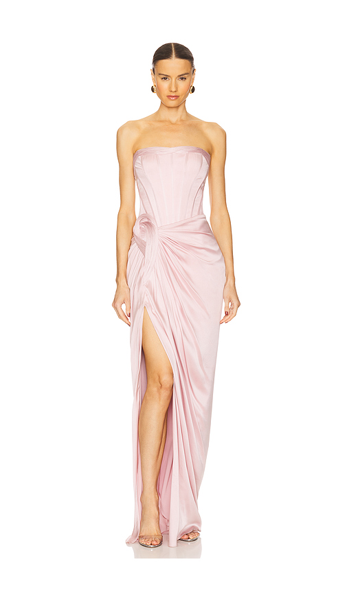 Gaurav Gupta The Roz Corseted Draped Gown in Blush. Size 4. Also in 6.