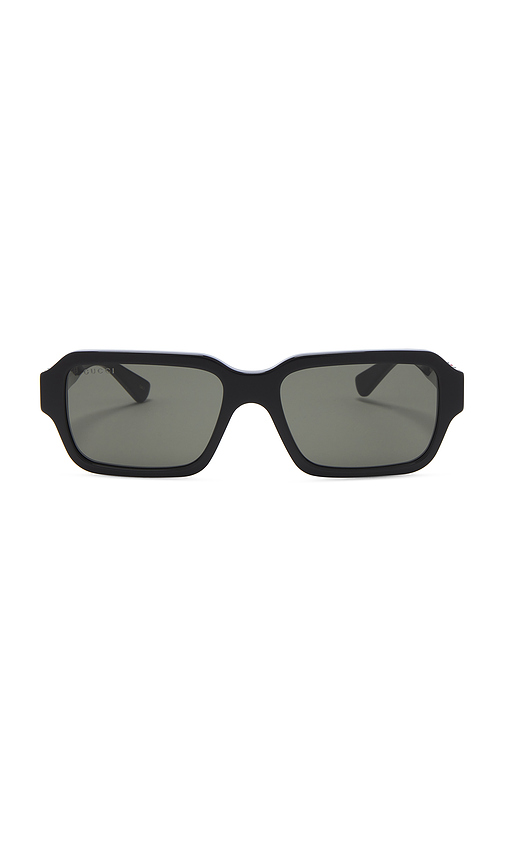 Gucci Rectangle Sunglasses In Shiny Black in Black.